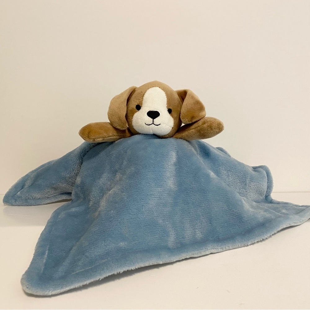 Carters Puppy Dog Lovey Blue Baby Security Blanket Soft Cuddle Toy Boy